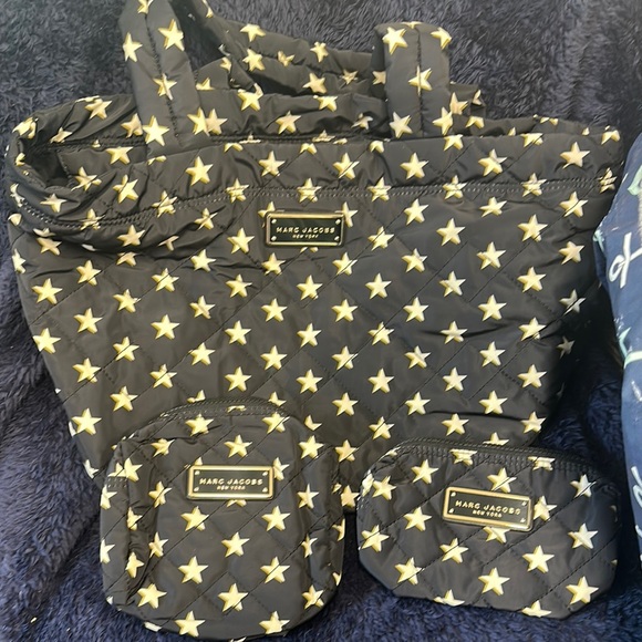 Marc Jacobs Black and Gold Star quilted  Tote Set - Picture 1 of 5